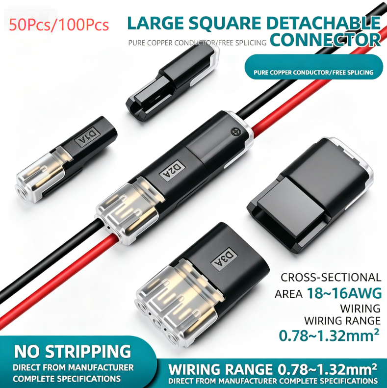 1/2/3 Pin Way Quick-connect Wire Connectors,Stripless Crimp Terminals,Suitable for thick wires of 0.78–1.32 mm²,High-power Parallel Connection Terminals,D1A/D2A/D3A Series
