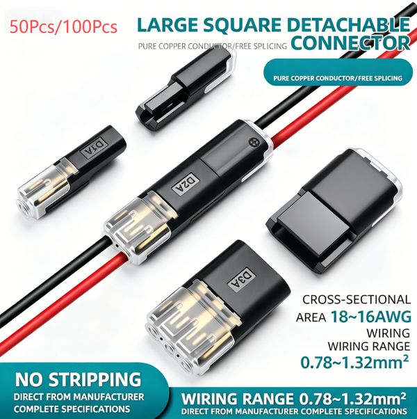1/2/3 Pin Way Quick-connect Wire Connectors,Stripless Crimp Terminals,Suitable for thick wires of 0.78–1.32 mm²,High-power Parallel Connection Terminals,D1A/D2A/D3A Series