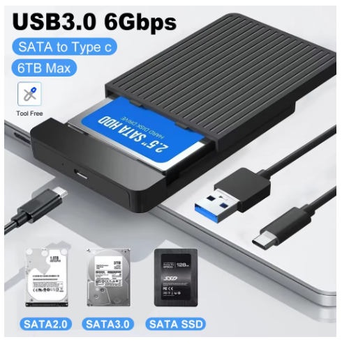 2.5 Inch SSD Case External Hard Disk Drive Adapter SATA HDD Enclosure USB C 3.1 6Gbps For PC MacBook Laptop HD Disk Storage Box