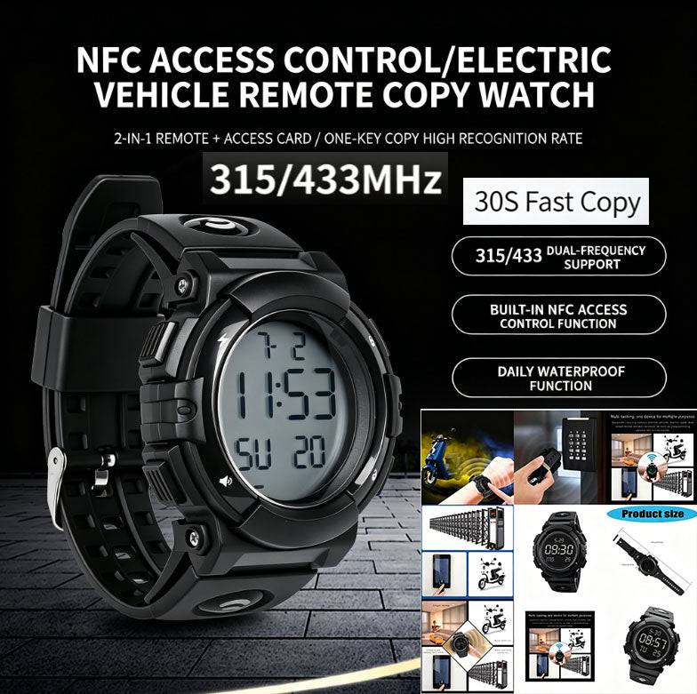 Smart Watch Clone Remote Control 315MHz 433 MHz Key Duplicator with NFC Cloning Copy Remote Controller Duplicator 315/433MHz Dual-Frequency Remote Control Cloning Watch