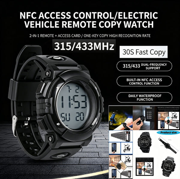 Smart Watch Clone Remote Control 315MHz 433 MHz Key Duplicator with NFC Cloning Copy Remote Controller Duplicator 315/433MHz Dual-Frequency Remote Control Cloning Watch