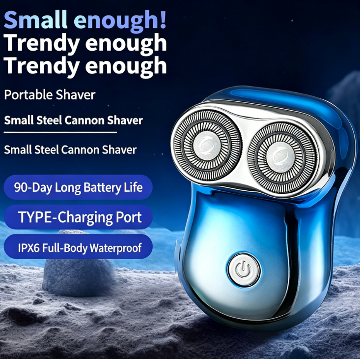 Portable Mini Dual-Head Electric Shaver – 90-day ultra-long battery life | Type-C fast charging | IPX6 fully washable | Wet/dry travel shaver