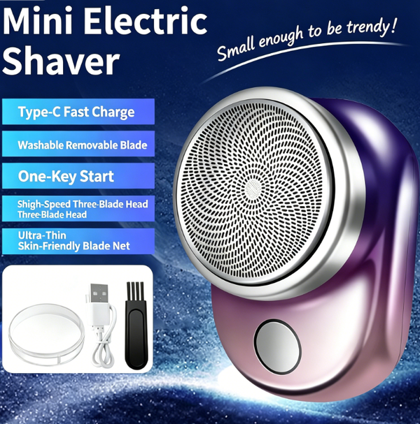 Mini Single-Head Electric Shaver | Lipstick-sized for on-the-go use, Type-C fast charging with ultra-long battery life