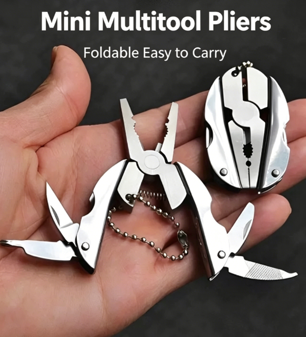 Multifunctional Folding Pliers | 7-in-1 Mini Tool Pliers | Stainless Steel Portable Outdoor Emergency Kit | Camping & EDC Keyring Tool