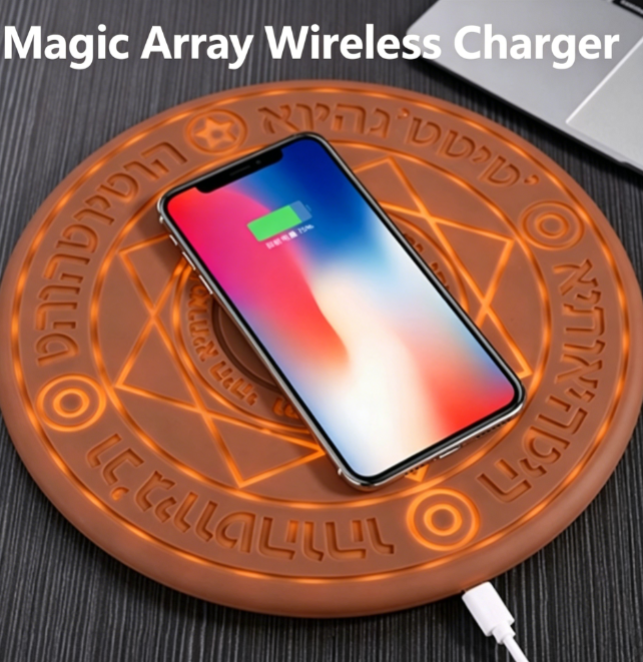 Large Magic Circle Wireless Charger with 10W Fast Charging and Sound Effects For iPhone/Samsung, LED Light-Up Circle