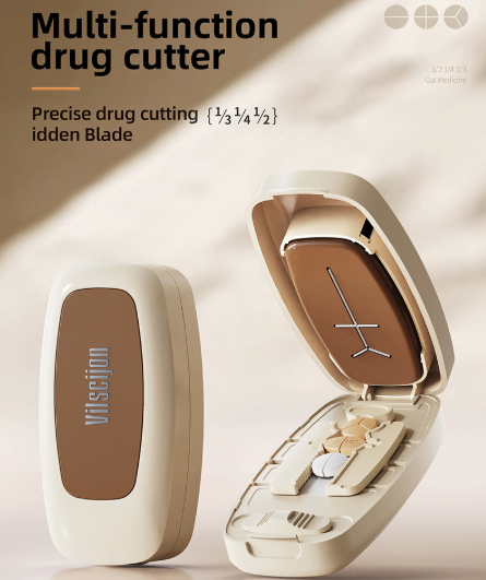 Precision Tablet Splitter | Three Cutting Modes: 1/2, 1/3 and 1/4; Grips Tablets of All Sizes