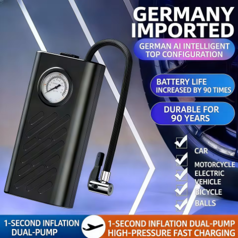 Car-mounted wireless air pump | Cold nitrogen tyre protection technology + pure copper motor + mechanical pressure gauge | Accurate to 0.01 bar | Suitable for cars, electric vehicles, bicycles and balls