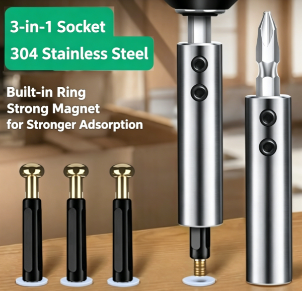 High-Magnetic Self-Tapping Screw Socket—Designed for 304 Stainless Steel Phillips and Flat-Head Countersunk Screws—Extended Socket Bit