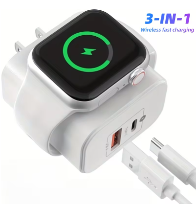 Apple 23W 3-in-1 Magnetic Wireless Charger | Compatible with iPhone, Apple Watch, and AirPods | Apple PD Fast Charging Phone Mount