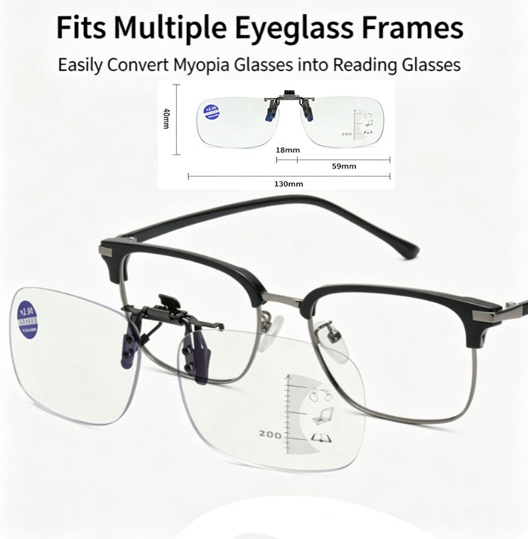 Prescription Glasses - Reading Glasses Clips Portable Progressive Multifocal Reading Lenses | Blue Light Protection · Flip-Up Design · People with Myopia and Presbyopia