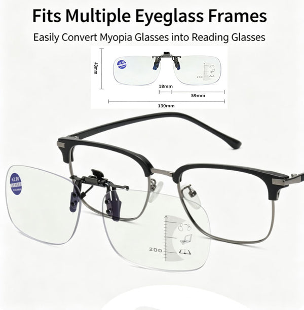 Prescription Glasses - Reading Glasses Clips Portable Progressive Multifocal Reading Lenses | Blue Light Protection · Flip-Up Design · People with Myopia and Presbyopia