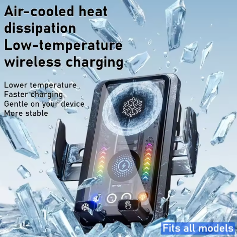 15W AI Semiconductor-Cooled In-Car Wireless Charging Mount | TEC Active Cooling | Infrared-Sensitive Electric Clamp | Prevents Phone Overheating and Battery Drain