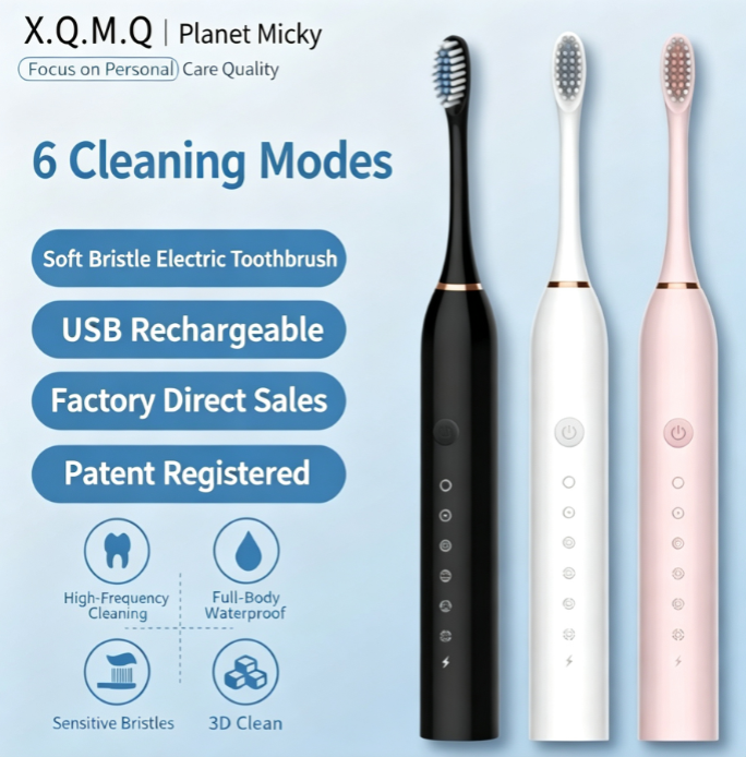 Sonic Electric Toothbrush with 4 Brush Heads, 42,000 VPM | 6 mm Amplitude | Features DuPont bristles from Germany, suitable for sensitive gums