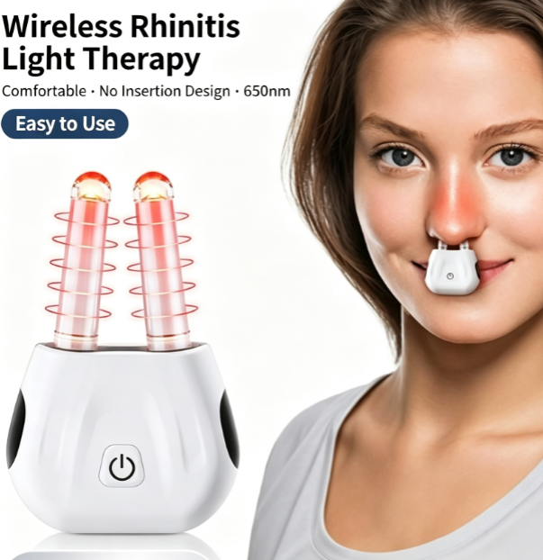 Wireless Rhinitis Light Therapy Device | 650nm Laser Nasal Care | Portable for Home Use, Hands-Free Design, Type-C Charging