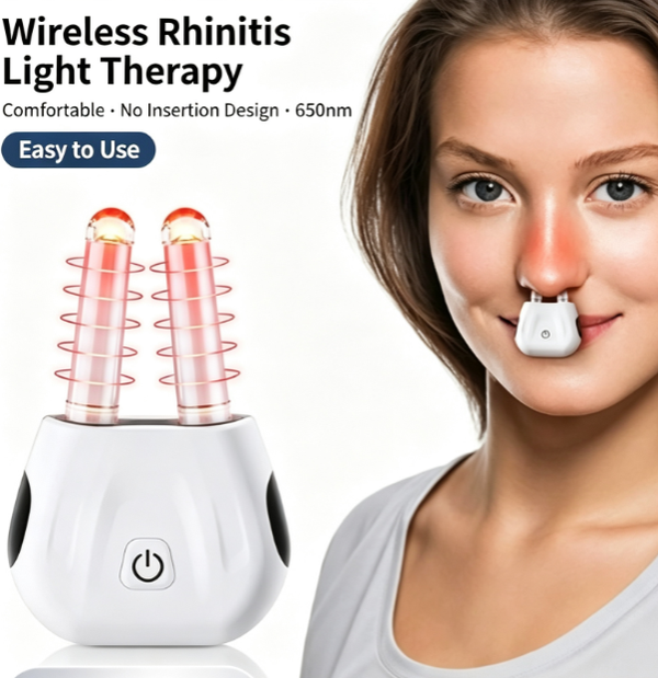 Wireless Rhinitis Light Therapy Device | 650nm Laser Nasal Care | Portable for Home Use, Hands-Free Design, Type-C Charging