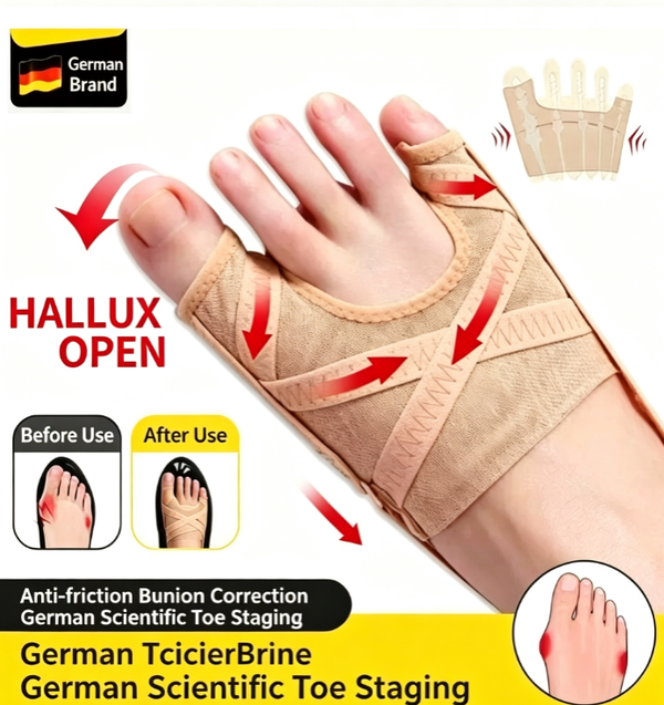 German Hallux Valgus Corrector | Scientifically Designed Four-Stage Adjustable Toe Separator | Professional-Grade Big Toe Separator for Day and Night Use
