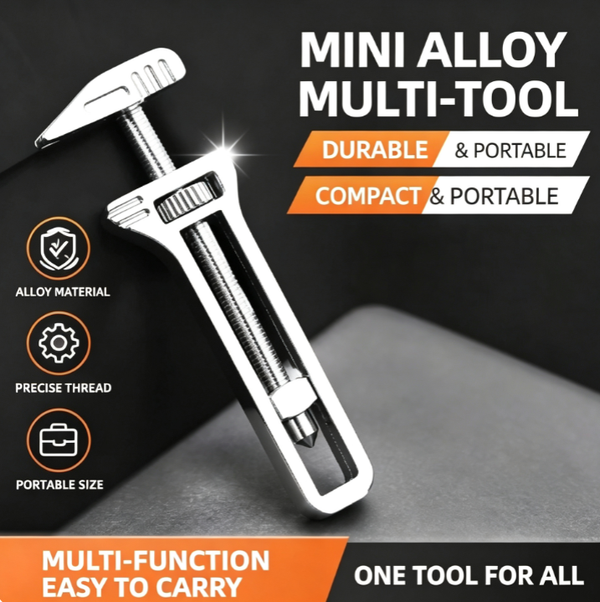 2Pcs 8-in-1 EDC Multi-Tool Keychain Wrench Adjustable Mini Wrench Tool with Bottle Cap Opener Screwdriver Caliper and Adjustable Rod