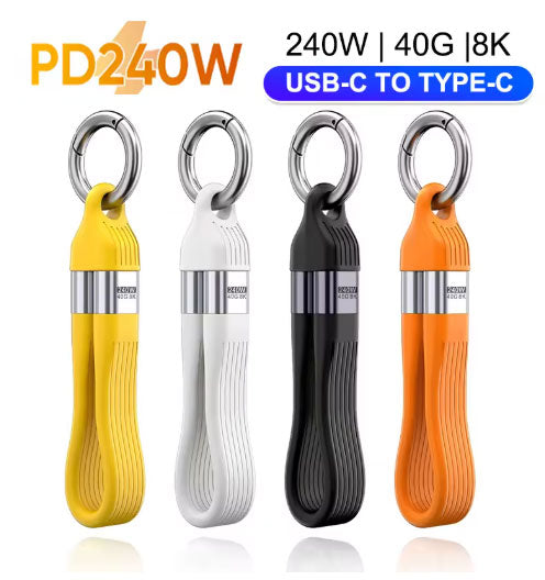 Keychain 240W 40Gbps USB 4 Short Type C To Type C Cable Fast Charging Type C Data Transfer 8K Data Charge Extension Cable