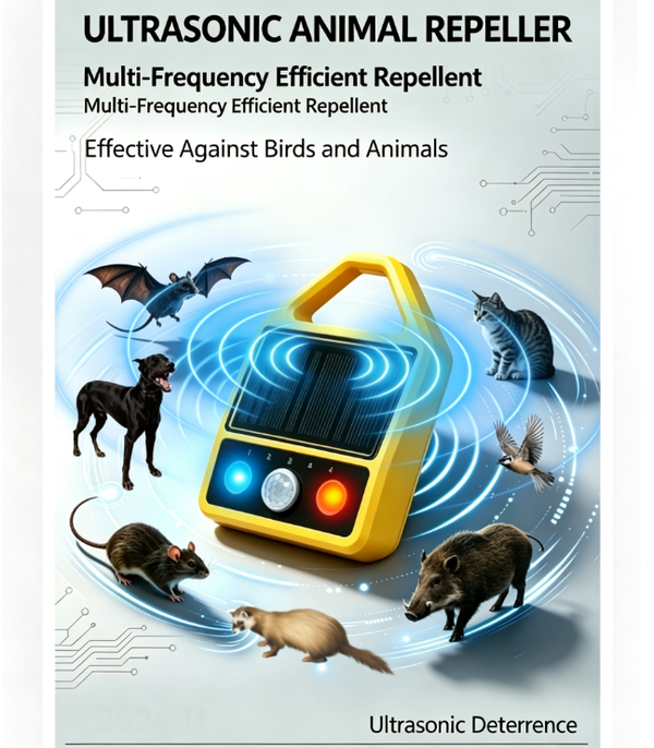 New Solar-Powered Ultrasonic Bird Repeller | Outdoor Balcony Protection Against Birds, Cats, and Dogs | Multi-Mode Infrared Sensing
