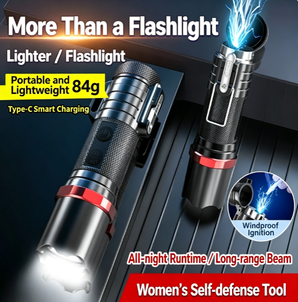 300-Watt Tactical High-Intensity Dual-Arc Ignition Flashlight 1000M Long-Range Beam · Dual-Arc Ignition · Emergency Window Breaker · Type-C Charging