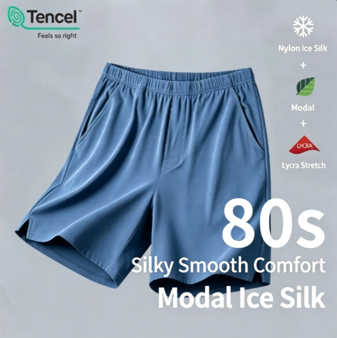 80-Count Ice-Silk Modal Men's Cooling Shorts | High-End Luxury Fabrics | Instant Cooling on Contact · Seamless and Invisible | Wearable in Spring, Summer, and Fall