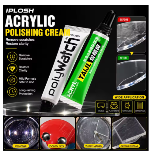 2Pcs Plastic Scratch Remover Paste Acrylic Repair Polish for Watch Dial Card Protector Headphone Shell Polishing Cleaning Tool Kit