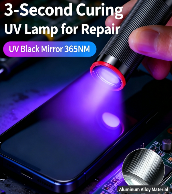 365nm UV Black Mirror Curing Flashlight | 3-Second Quick-Drying Invisible Adhesive | Professional-Grade UV Light | Multifunctional Flashlight for Jade Appraisal and Fluorescent Agent Detection