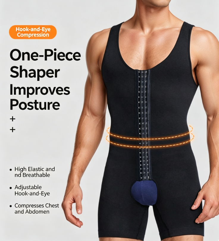 Men's Shaping Bodysuit | Tuck-in Design · Upright Posture · Perfect for Parties, Business, and Workouts