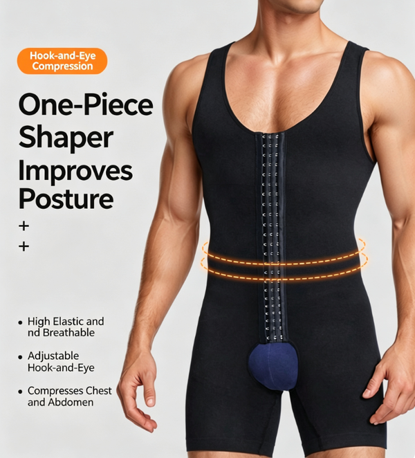 Men's Shaping Bodysuit | Tuck-in Design · Upright Posture · Perfect for Parties, Business, and Workouts