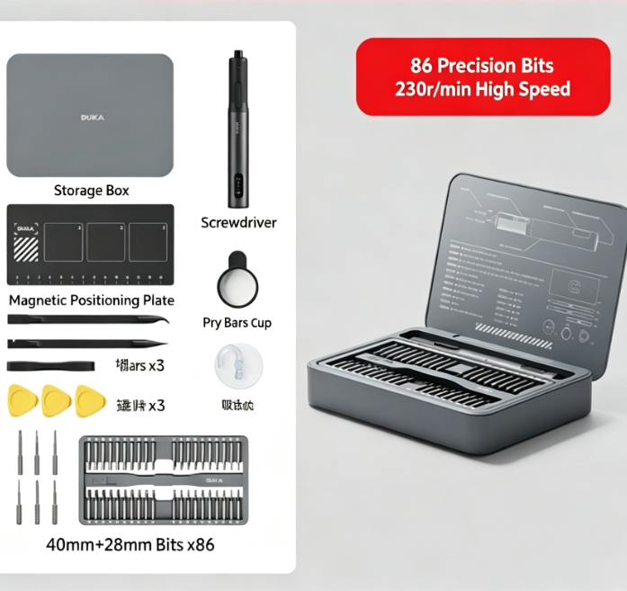 95-in-1 Electric Screwdriver Set | 86 Precision S2 Steel Bits 9 Tools 230rpm 3-Speed Adjustable Screen Display Repair Tool Kit for Phone/PC/Drone
