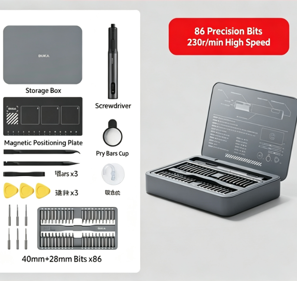95-in-1 Electric Screwdriver Set | 86 Precision S2 Steel Bits 9 Tools 230rpm 3-Speed Adjustable Screen Display Repair Tool Kit for Phone/PC/Drone