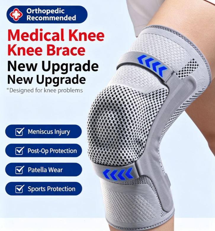 Upgraded TPE Medical Knee Brace | Dual-Side Reinforced Springs + Innovative Bone Strap + Triple Anti-Slip | Specifically Designed for Meniscus Injuries, Sports Protection, and Post-Surgery Recovery