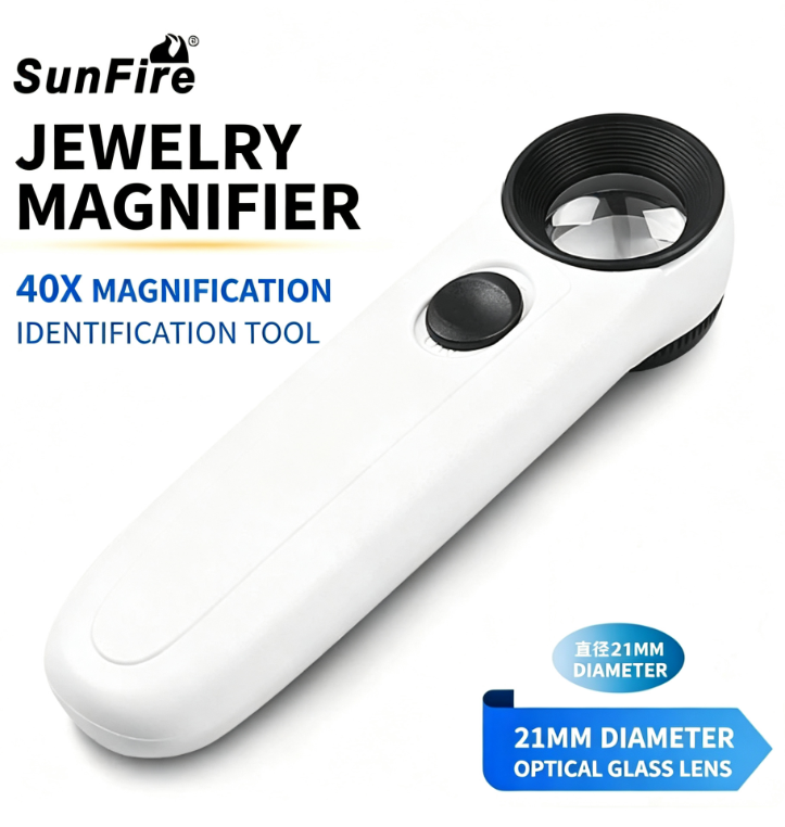 40X High-Definition Magnifying Glass Optical Glass Lenses + Dual LED Soft Lighting + Portable Design—Perfect for Jewelry Appraisal, Electronics Repair, and Antique Appraisal