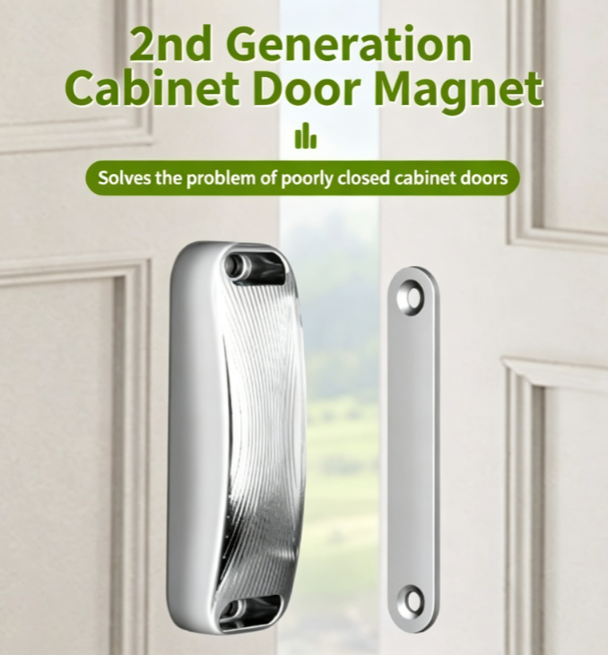 Upgraded Drill-Free Stainless Steel Cabinet Door Magnetic Clips | Powerful Magnetic Cabinet Door Closer | Universal for Doors, Wardrobes, and Cabinets