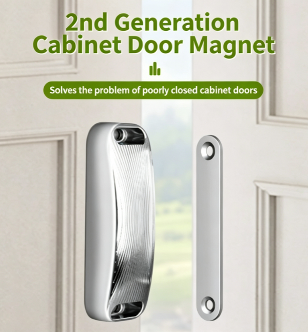 Upgraded Drill-Free Stainless Steel Cabinet Door Magnetic Clips | Powerful Magnetic Cabinet Door Closer | Universal for Doors, Wardrobes, and Cabinets