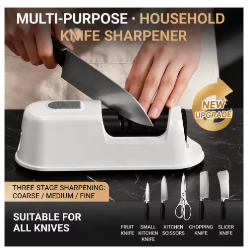 Electric Knife Sharpener | 3-Second Quick Sharpening · Cordless & Rechargeable · 3-Stage Sharpening System | Kitchen Must-Have