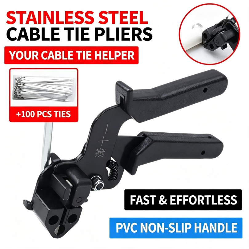 Stainless Steel Cable Tie Pliers Tensioner | Metal Cutting and Bundling Tools | Integrated Tensioning + Cutting
