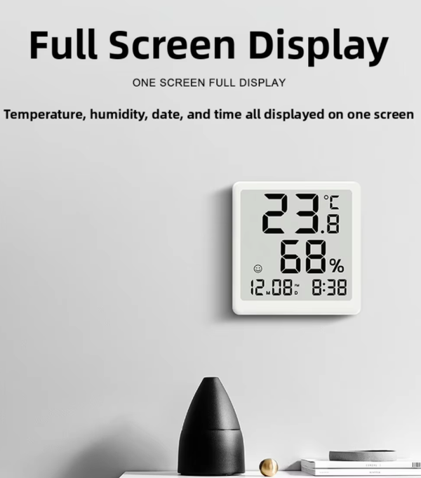 New Magnetic Fridge Digital Clock with LED Temperature Display, Home Humidity Meter, Multifunctional, Black and White, Kitchen Alarm Clock and Timer, Household Use