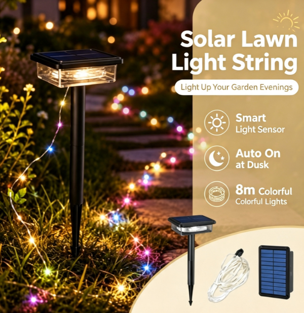 8-Meter Solar-Powered Garden String Lights with Color-Changing Ambiance, Perfect for Patios, Yards, Lawns, and Camping—Zero Electricity Costs