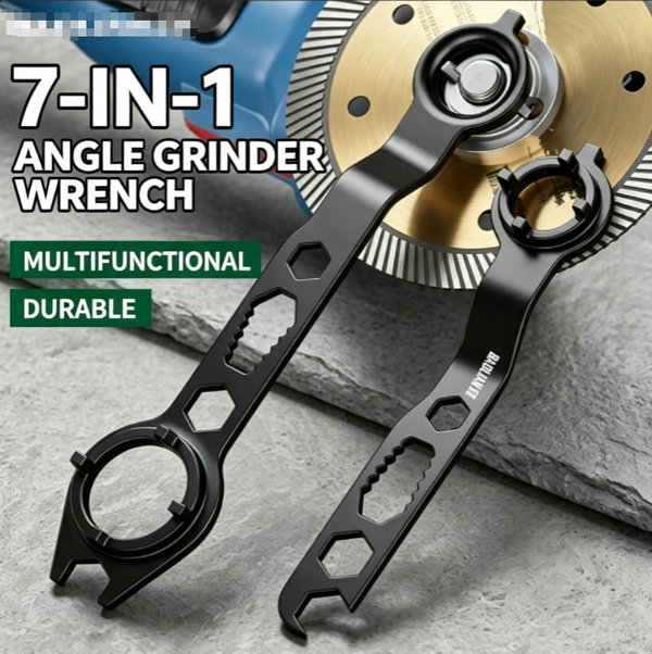 7-in-1 Double-Ended Four-Jaw Angle Grinder Wrench | Industrial-Grade Multifunctional Disassembly Tool | Thickened Clamping Plate Universal Adjustable Wrench