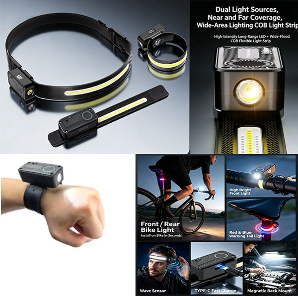Multi-Functional XPE Induction Headlight Wristband Running Light: USB-Rechargeable, Head-Mounted Headlamp, Outdoor Night Running and Cycling Warning Light