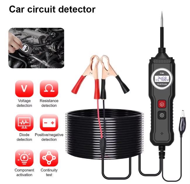 12/24V Automotive Car Circuit Tester Battery Electrical System Diagnostic Resistance Voltage Positive Negative Detection Component Activation Grounding Test Tracing Shortcircuits