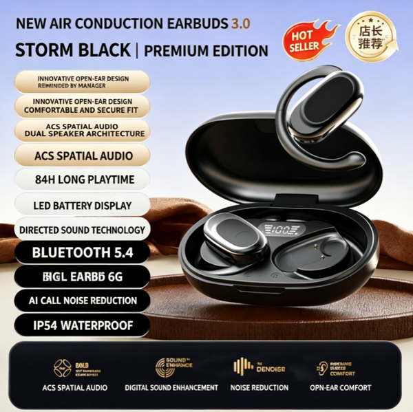 Air-Style Behind-the-Ear TWS Bluetooth Earbuds | Comfortable, Non-In-Ear Design · Panoramic Surround Sound
