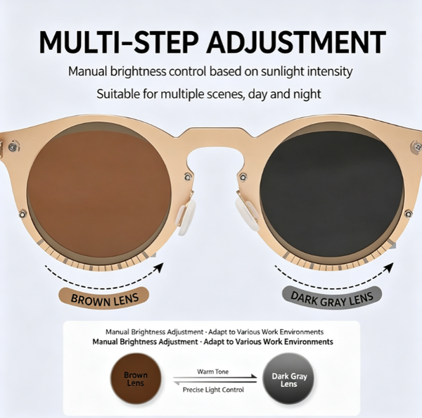 Adjustable ND Polarized Sunglasses | Manual Twist-to-Change Lenses | UV400 Protection | Retro Round-Frame Stainless Steel Sunglasses