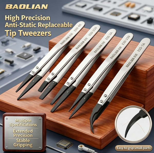 5Pcs Set High-Precision Carbon Fiber Anti-Static Tweezers