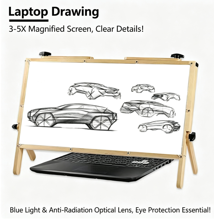 Laptops/Tablets 22-inch HD Fresnel Screen 3X–5X Magnifier | Universal Eye-Protection Stand|  Magnification with Blue Light Filter