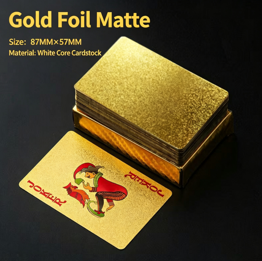2 Sets Luxury Gold Gold Foil Playing Cards · Checkered Laser-Etched Creative Cards | White-Core, Double-Sided Matte Finish, Durable and Resilient