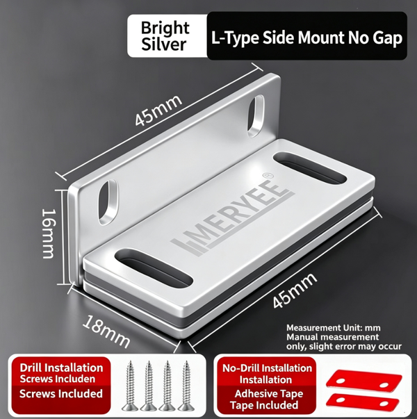 2Pcs No Gaps Magnetic Door Catch Punch-Free Strong Magnet Door Stopper | Cabinet Door Magnetic Latch Closer | Ultra-Thin Hidden Mount for Wardrobe Sliding Door