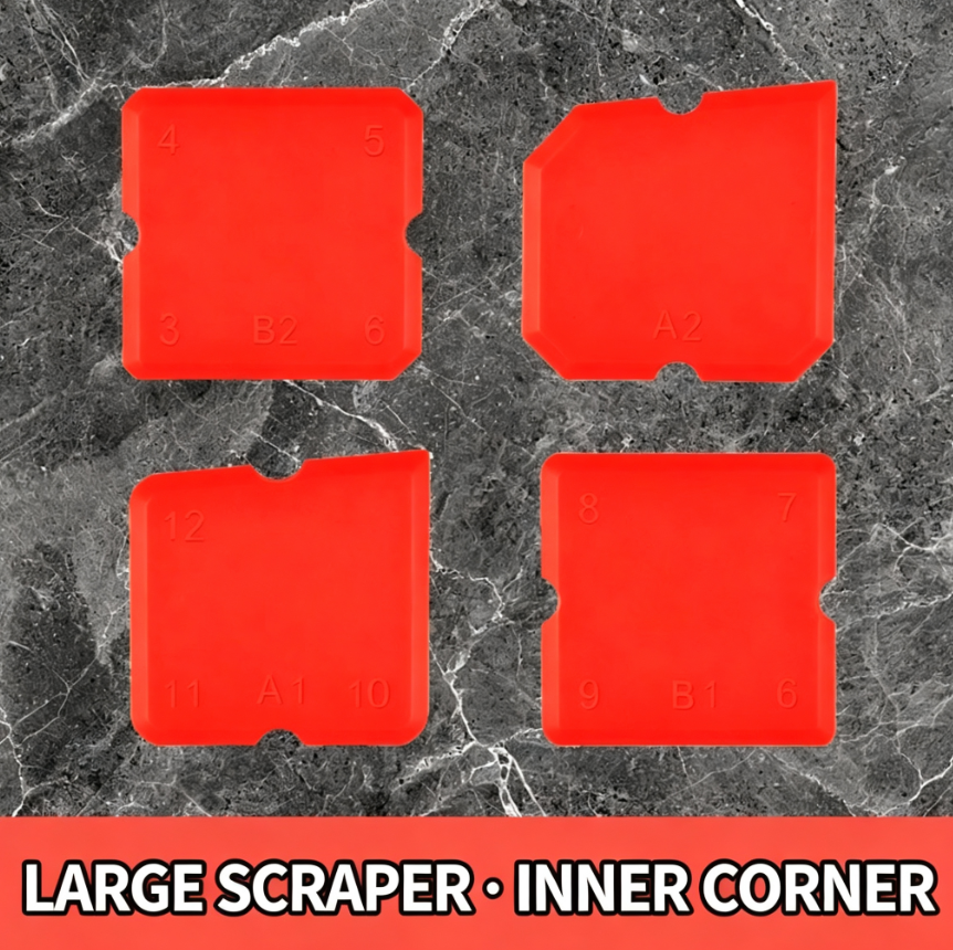 4-Piece Set Large Grout Squeegee —A Light Swipe for Perfect Finishing on Inside Corners