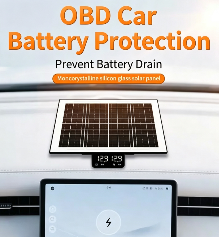 12V Solar Car Battery Charger Maintainer | OBD Anti-Battery Drain System | S6 PLUS 10W Solar Panel for Car, SUV, RV, Truck